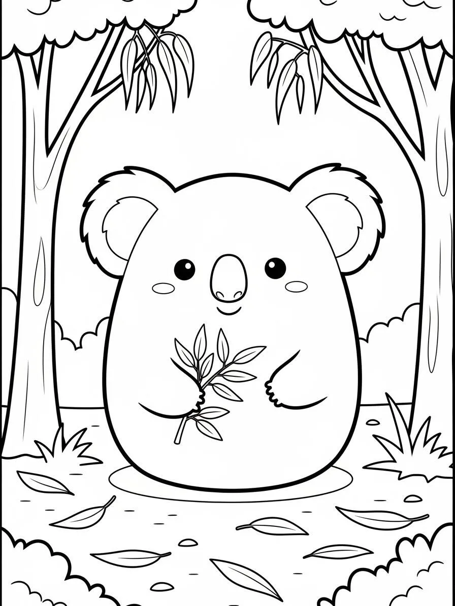 Desenho de Squishmallow Coala Fofo para Colorir