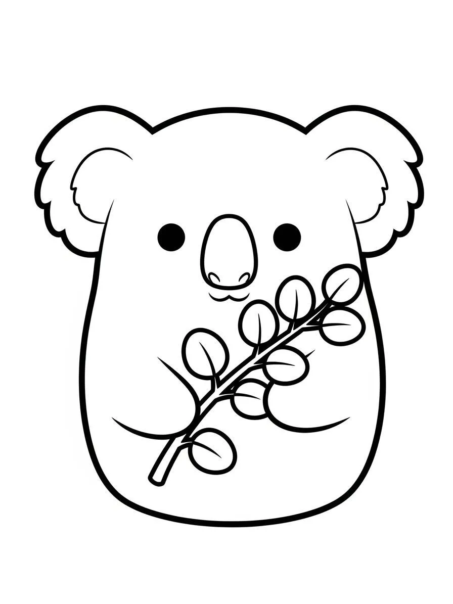 Desenho de Squishmallow Coala Fofo para Colorir