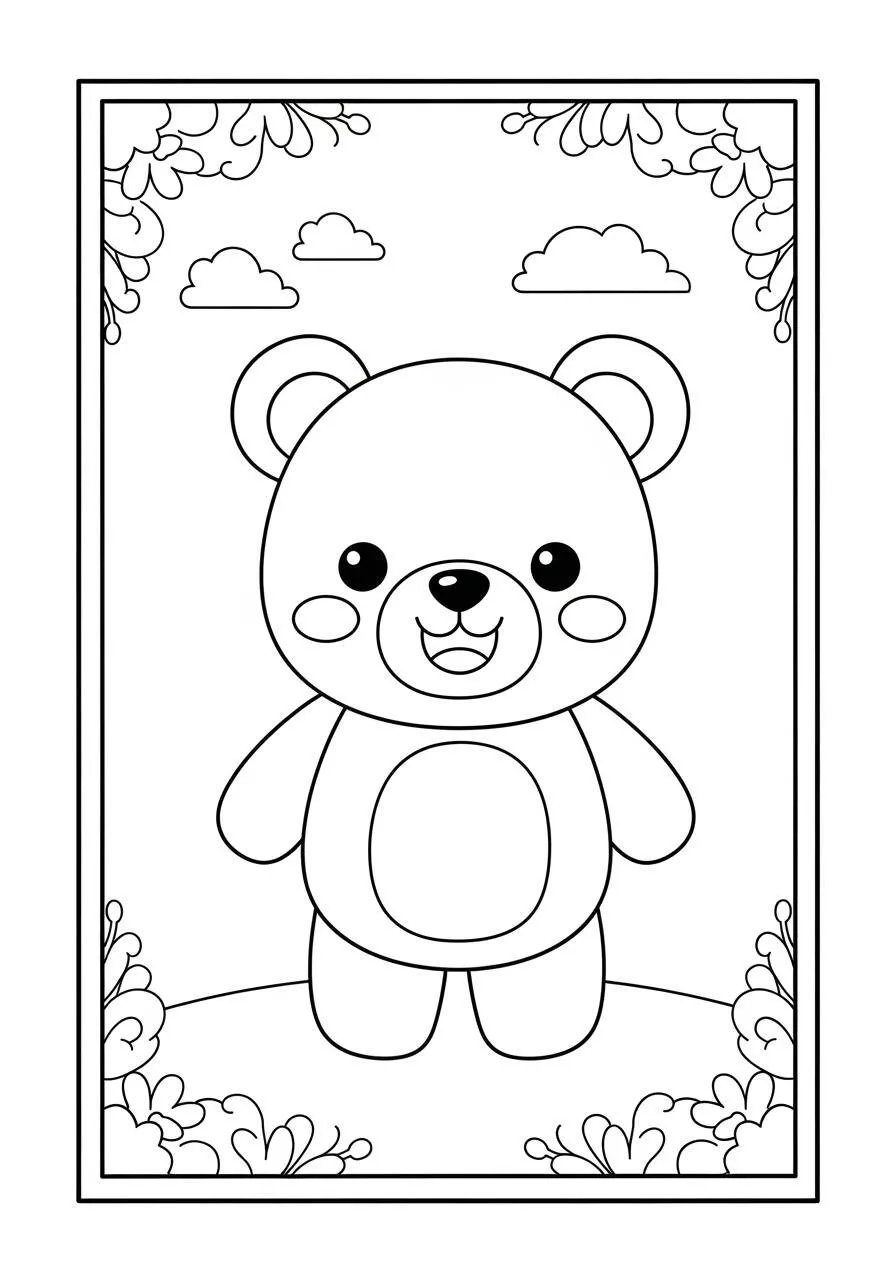 Coloriage ours en peluche mignon Kawaii