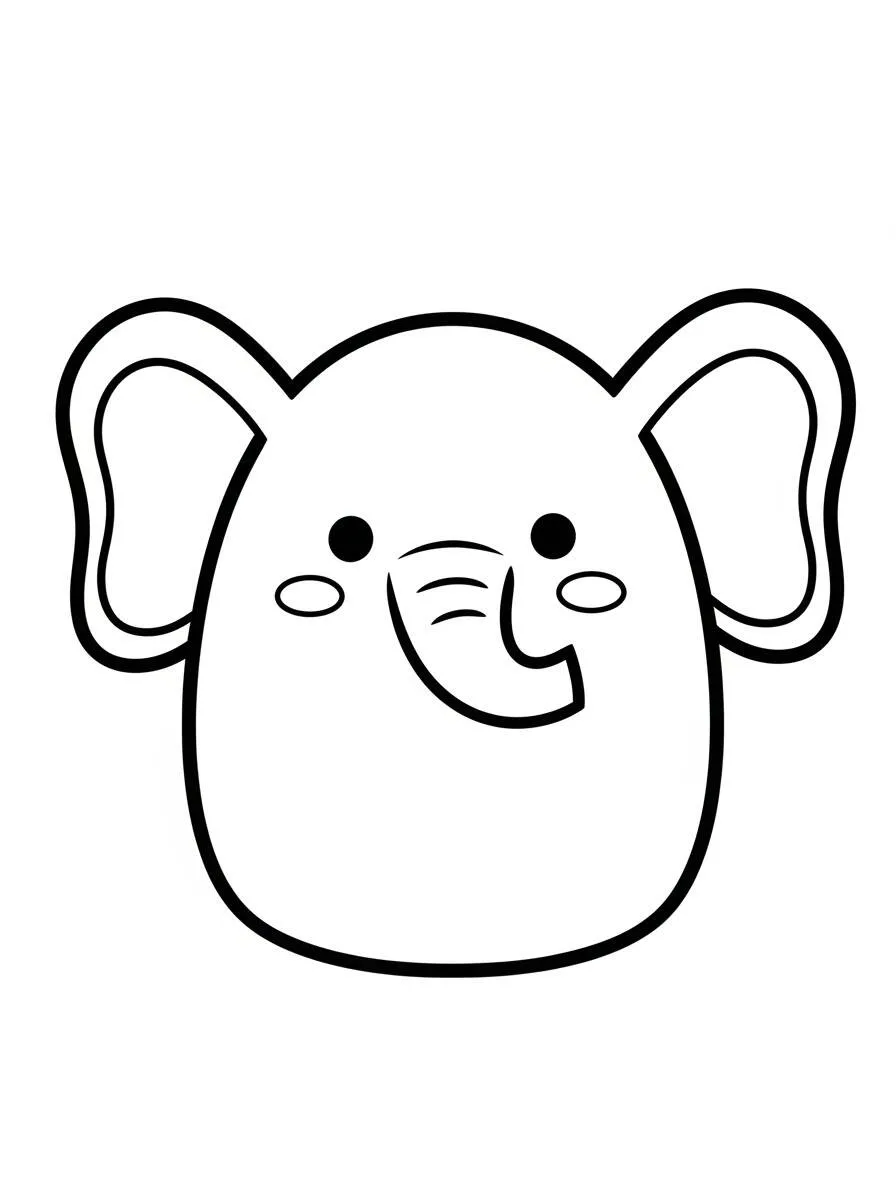 Desenho de Squishmallow Elefante Fofo para Colorir