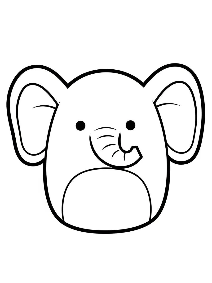 Desenho de Squishmallow Elefante Fofo para Colorir