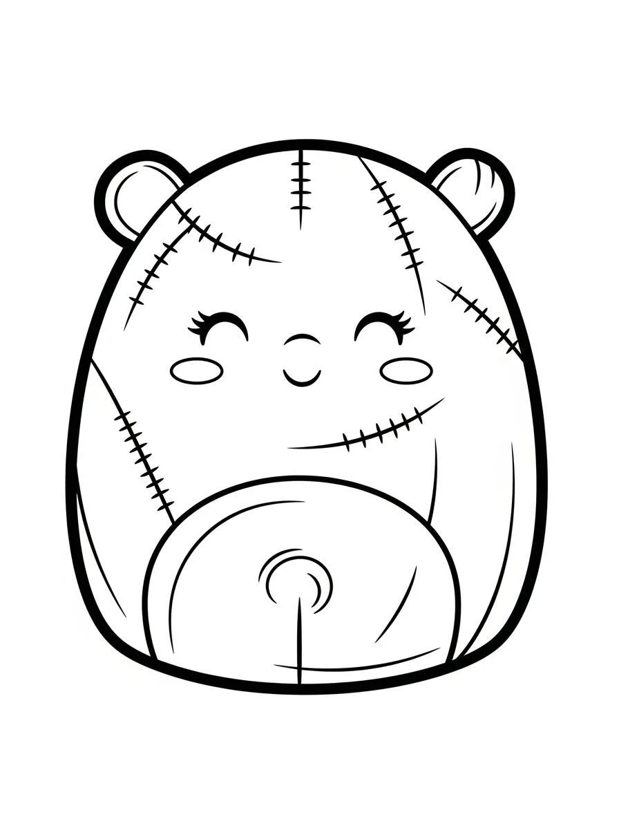 Desenho de Squishmallow Urso Sorridente para Colorir