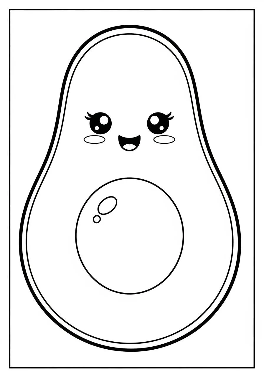 Desenho Kawaii de Abacate Fofo para Colorir