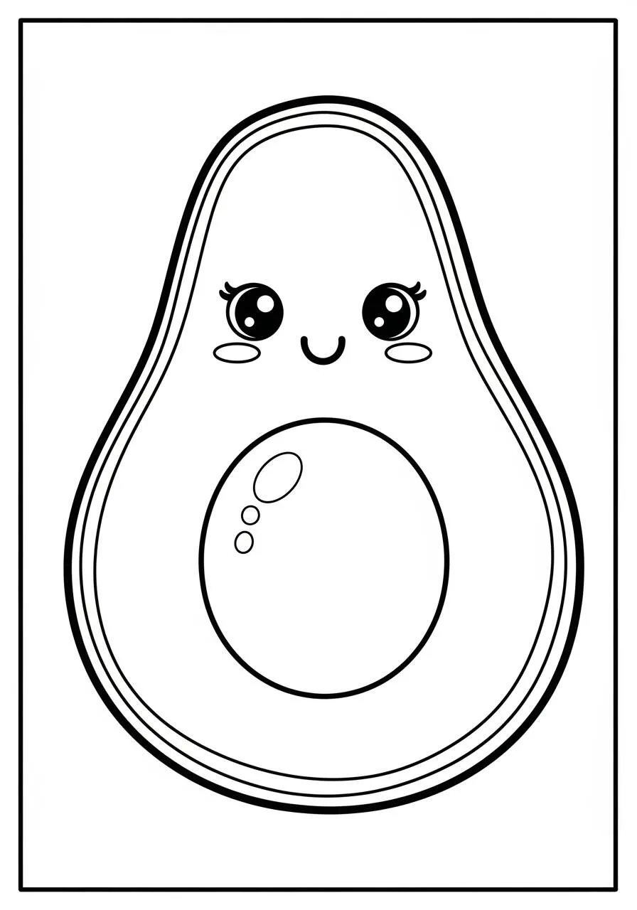 Desenho Kawaii de Abacate Fofo para Colorir
