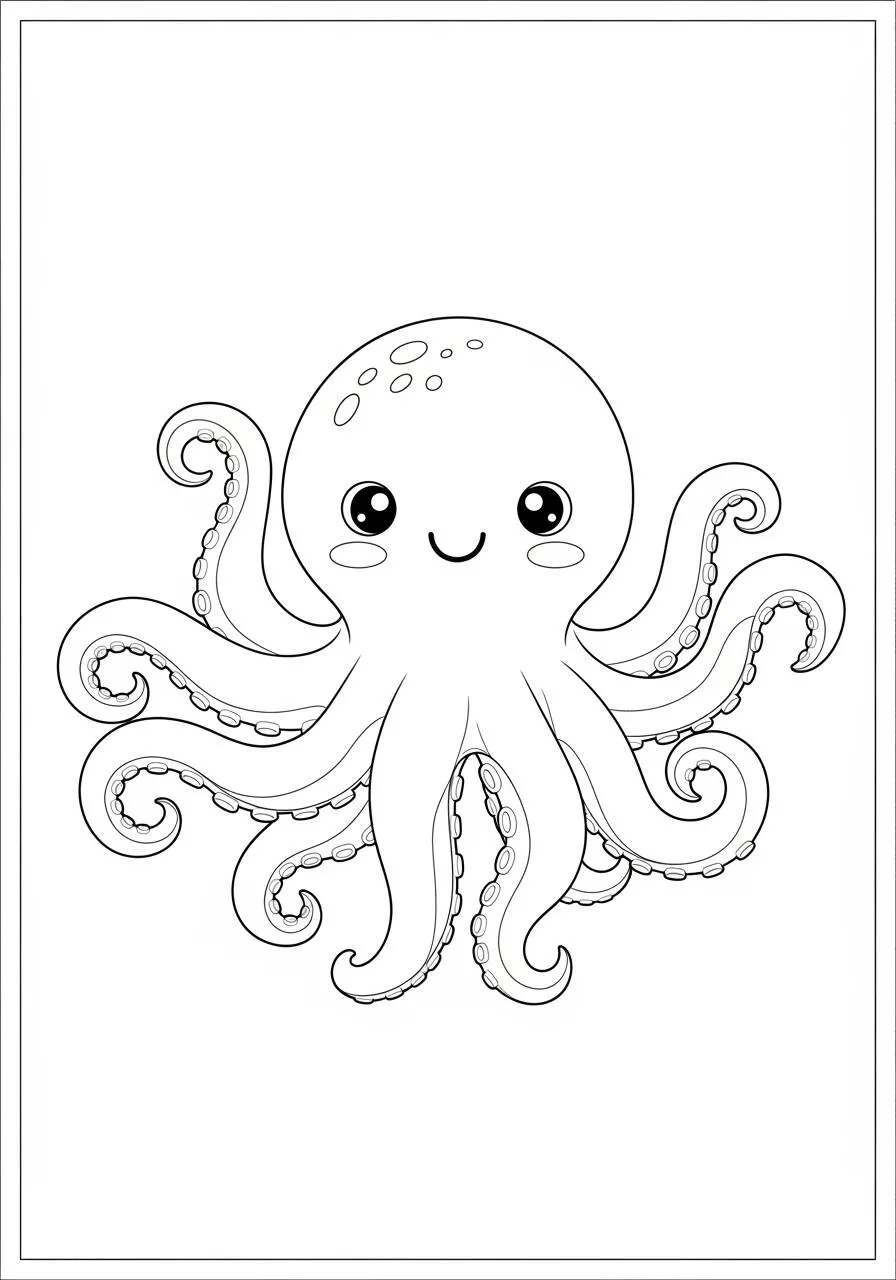 Desenho Kawaii de Polvo Fofo para Colorir