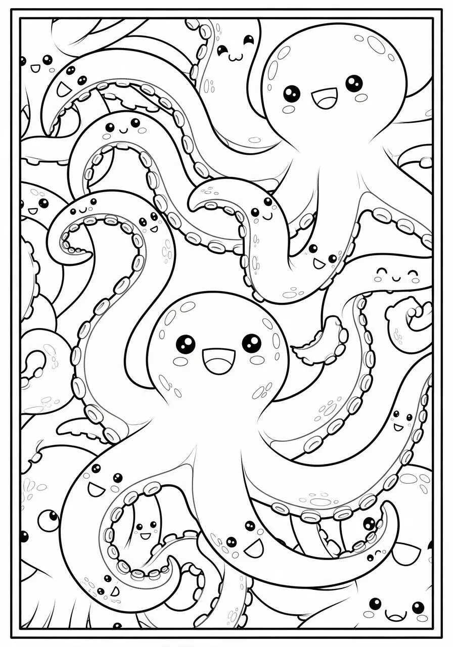 Desenho Kawaii de Polvo Fofo para Colorir