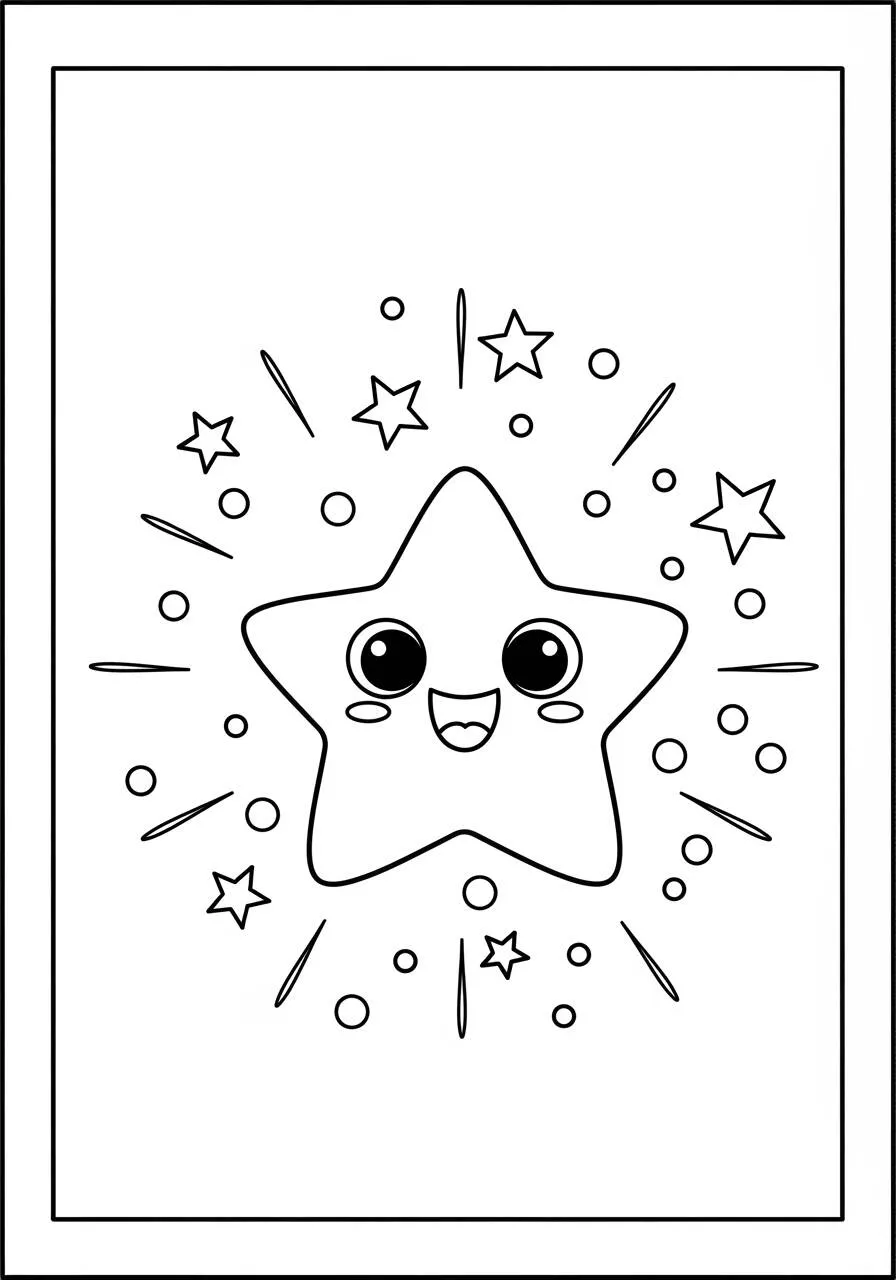 Desenho Kawaii de Estrela Sorridente para Colorir