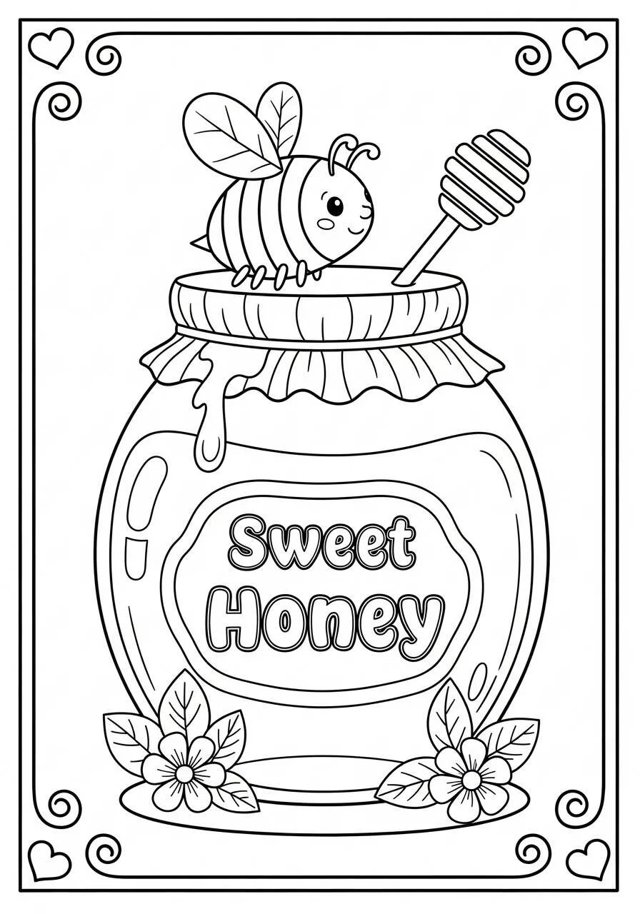 Abeja en un tarro de miel Dibujo para colorear