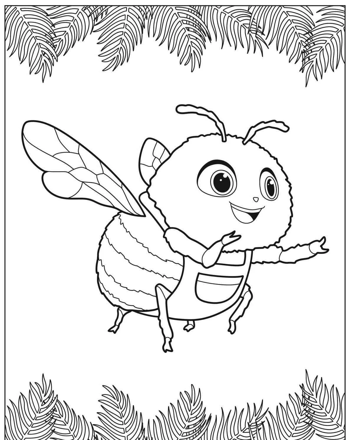 Desenho de Abelha Fofa com Sorriso para Colorir