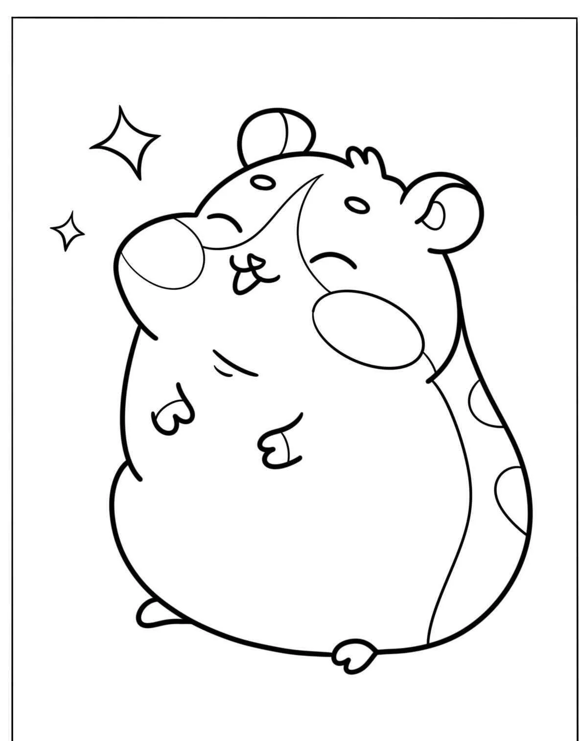 Página para colorear de hámster lindo kawaii
