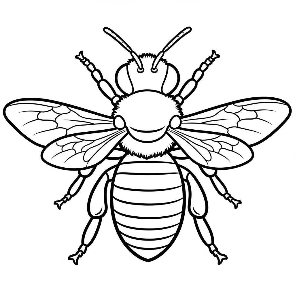 Desenho de Abelha Sorridente para Colorir