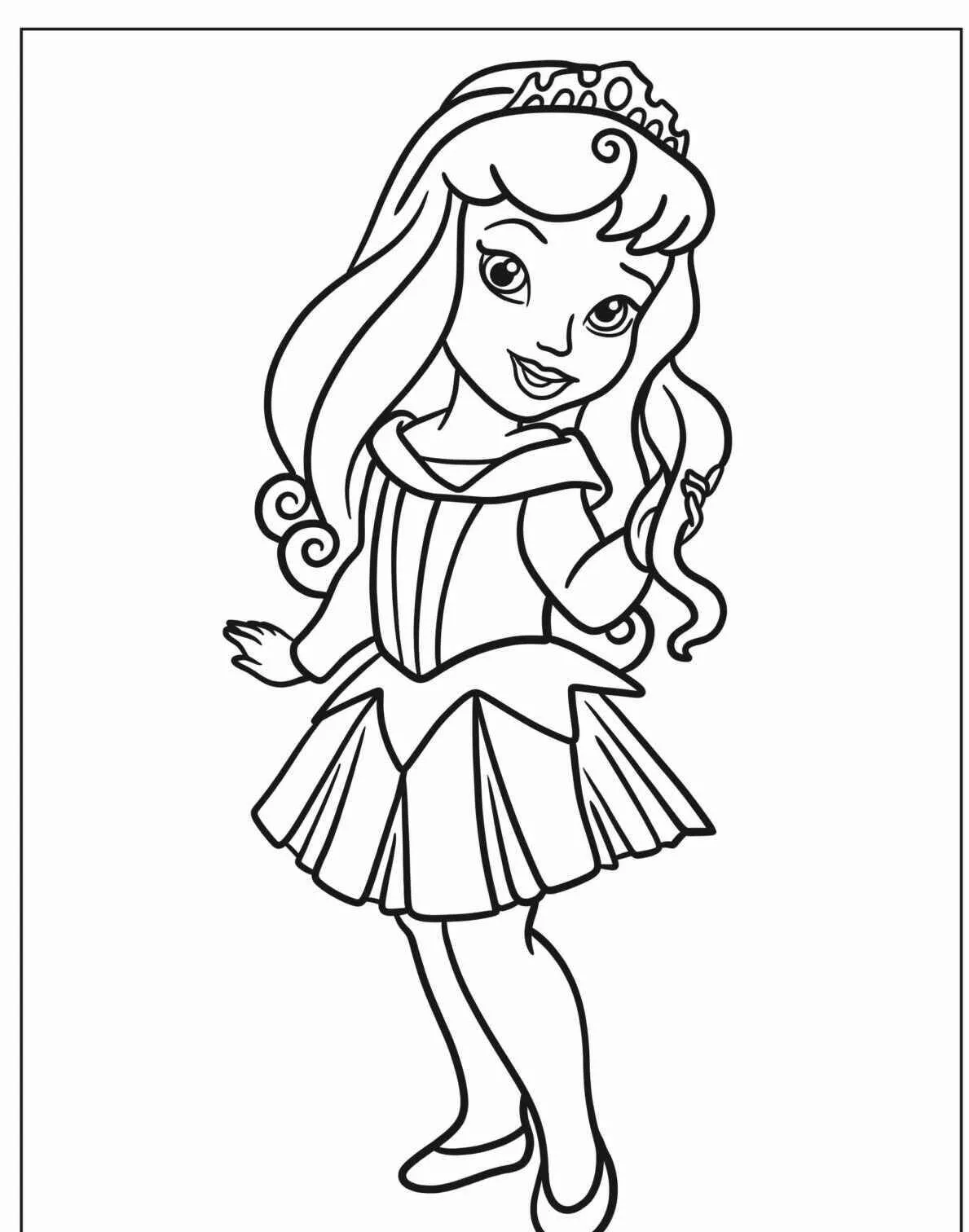 Dibujo de Princesa kawaii con Tiara para colorear