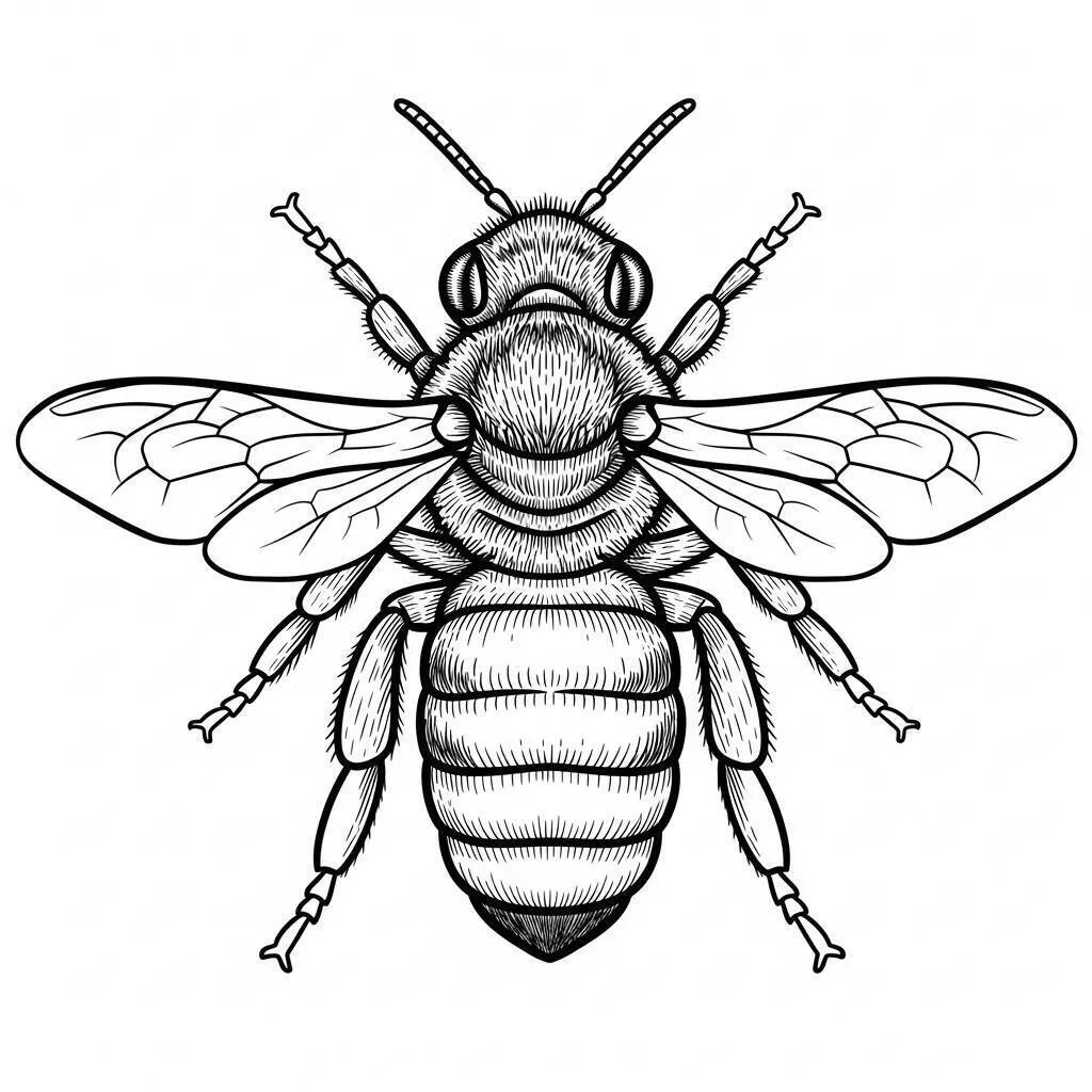 Desenho de Abelha Detalhada para Colorir