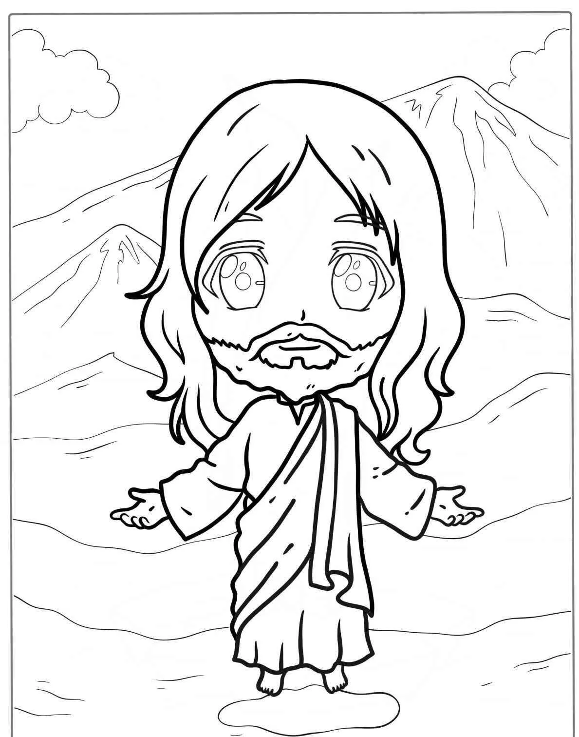Página Para Colorear De Jesús Lindo kawaii