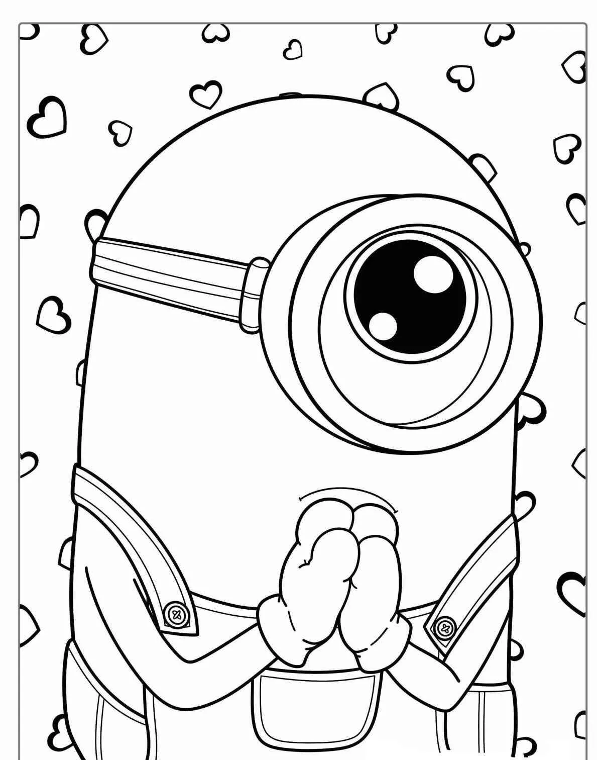 Página Para Colorear De Minions kawaii