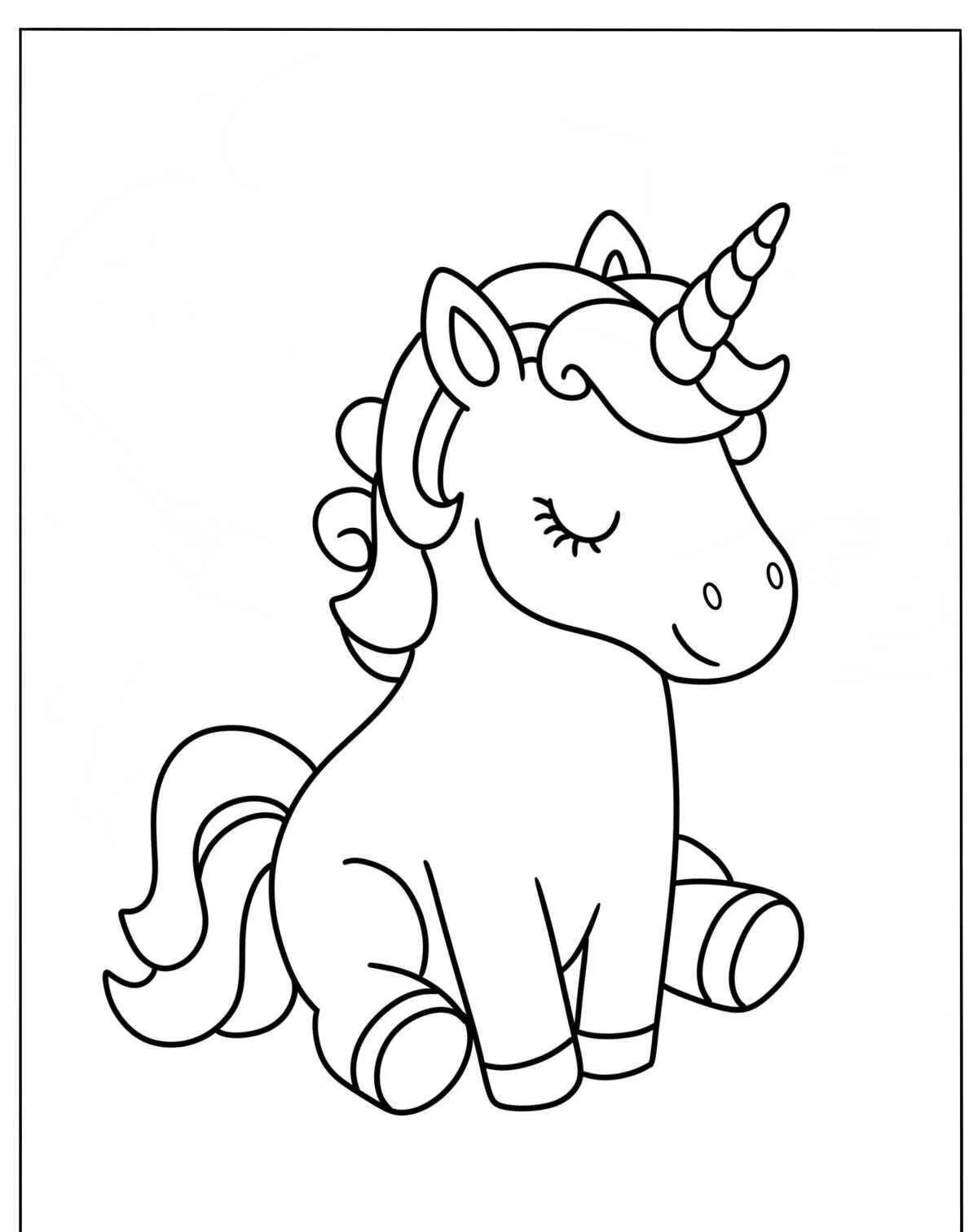Página Para Colorear De Unicornio Lindo kawaii