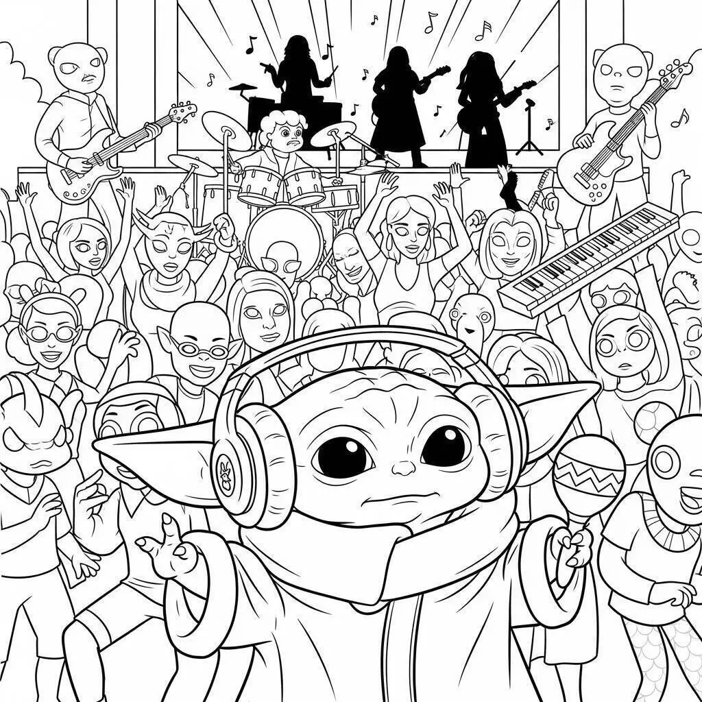 Baby Shark in a Musical Show Coloring Page