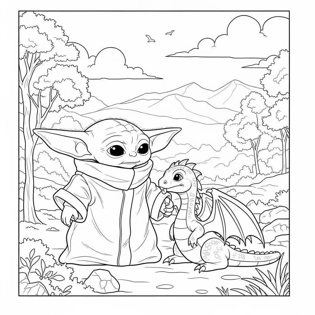 Desenho de Baby Shark com Amigos do Mar para Colorir