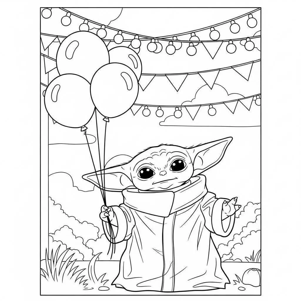 Desenho do Baby Shark com Balões para Colorir