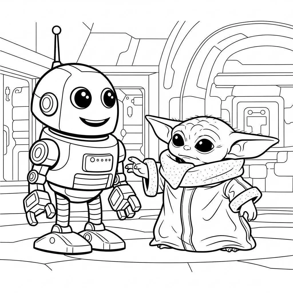 Desenho de Baby Shark com Amigos do Fundo do Mar para Colorir