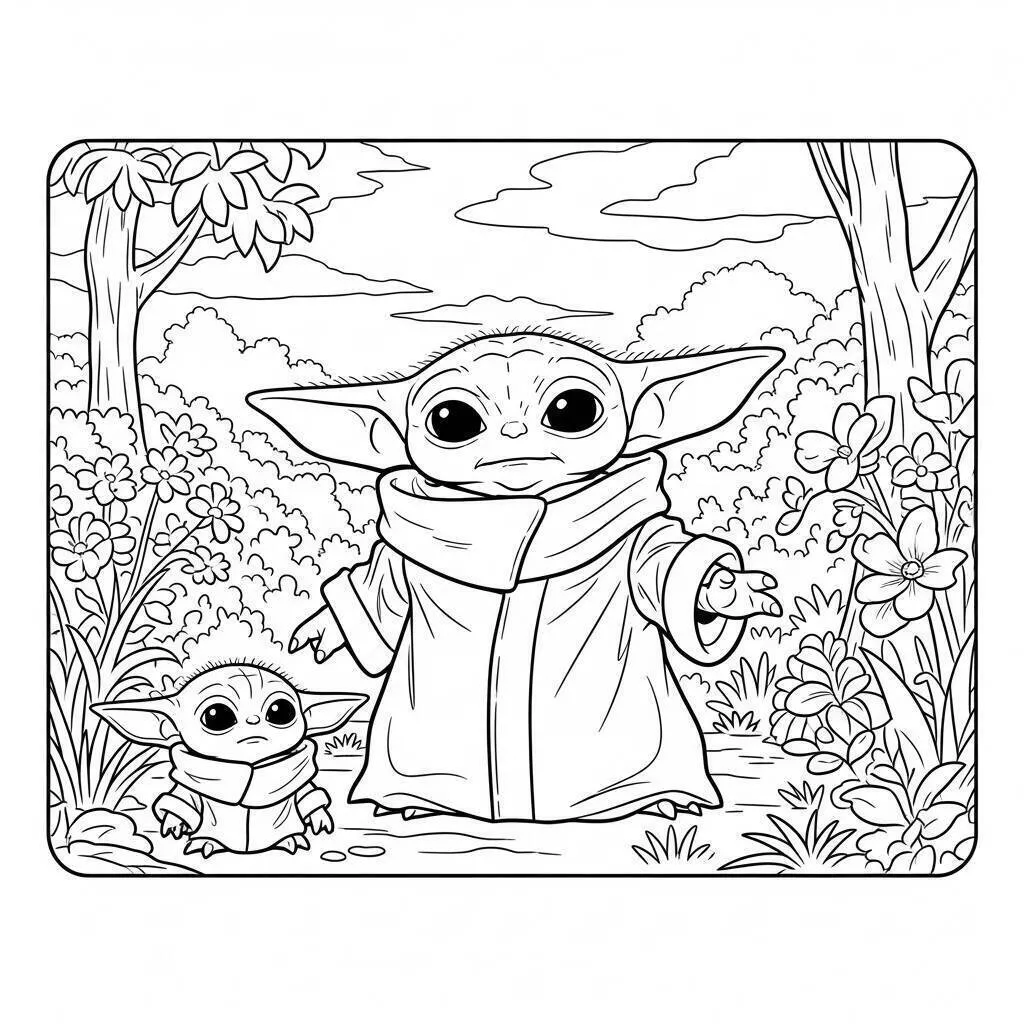 Desenho de Baby Shark com Amigos Marinhos para Colorir