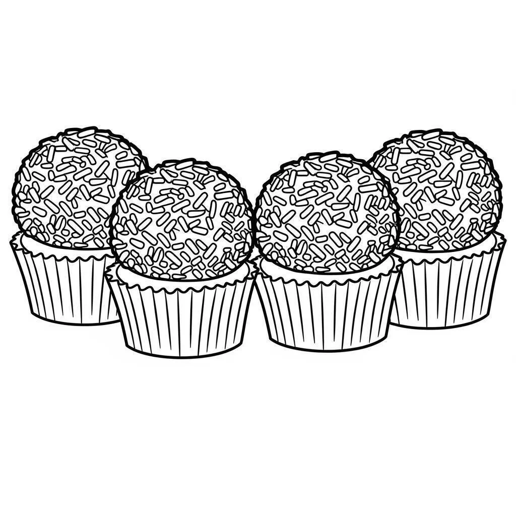 Desenho de Cupcakes com Granulado para Colorir