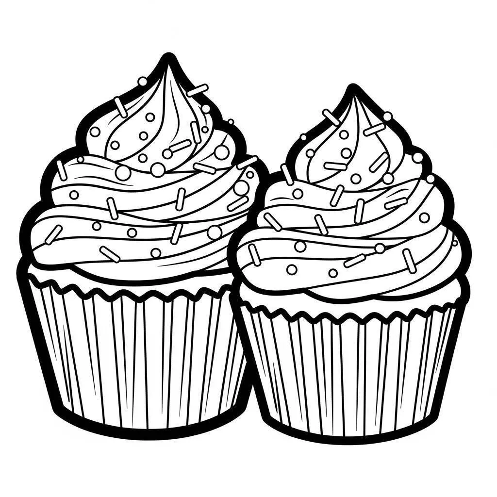 Desenho de Cupcakes Duplos para Colorir