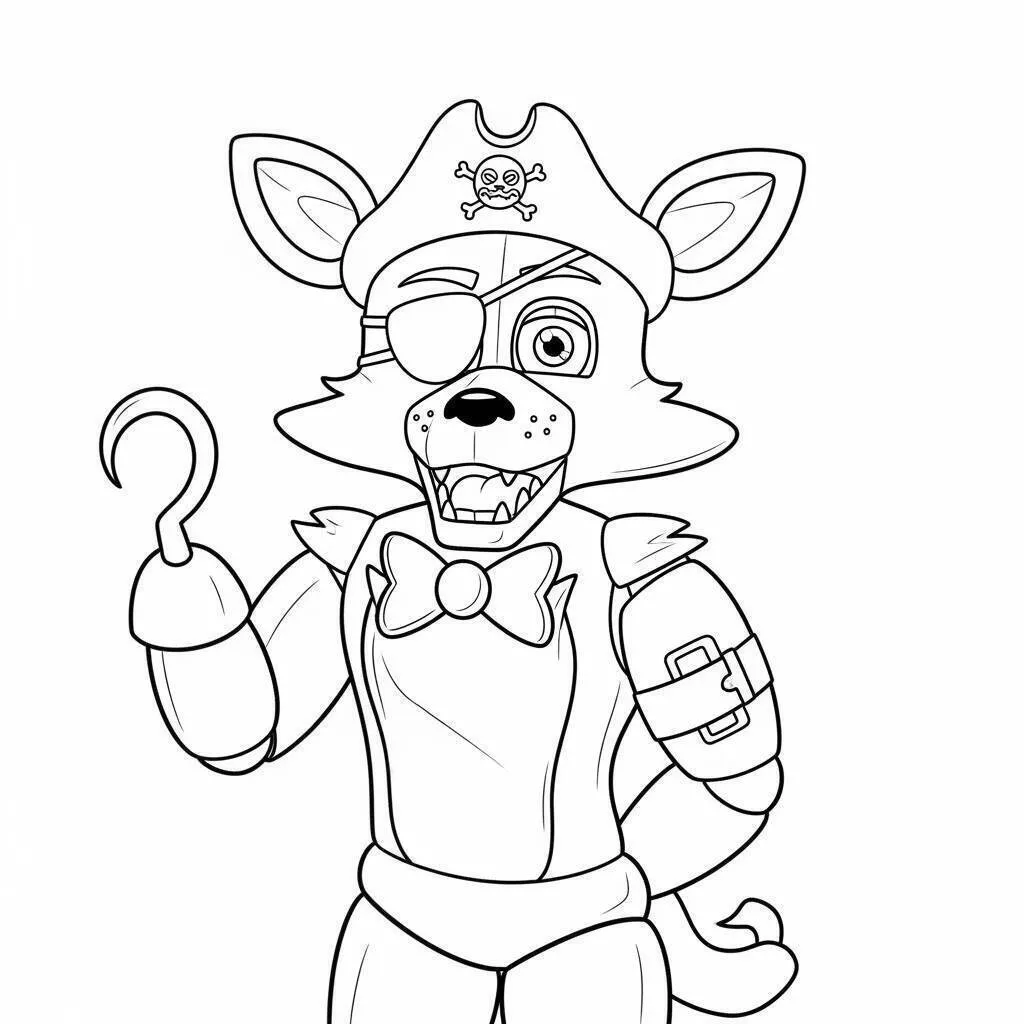 Desenho de Five Nights at Freddy’s (FNAF) do Foxy o Pirata para Colorir