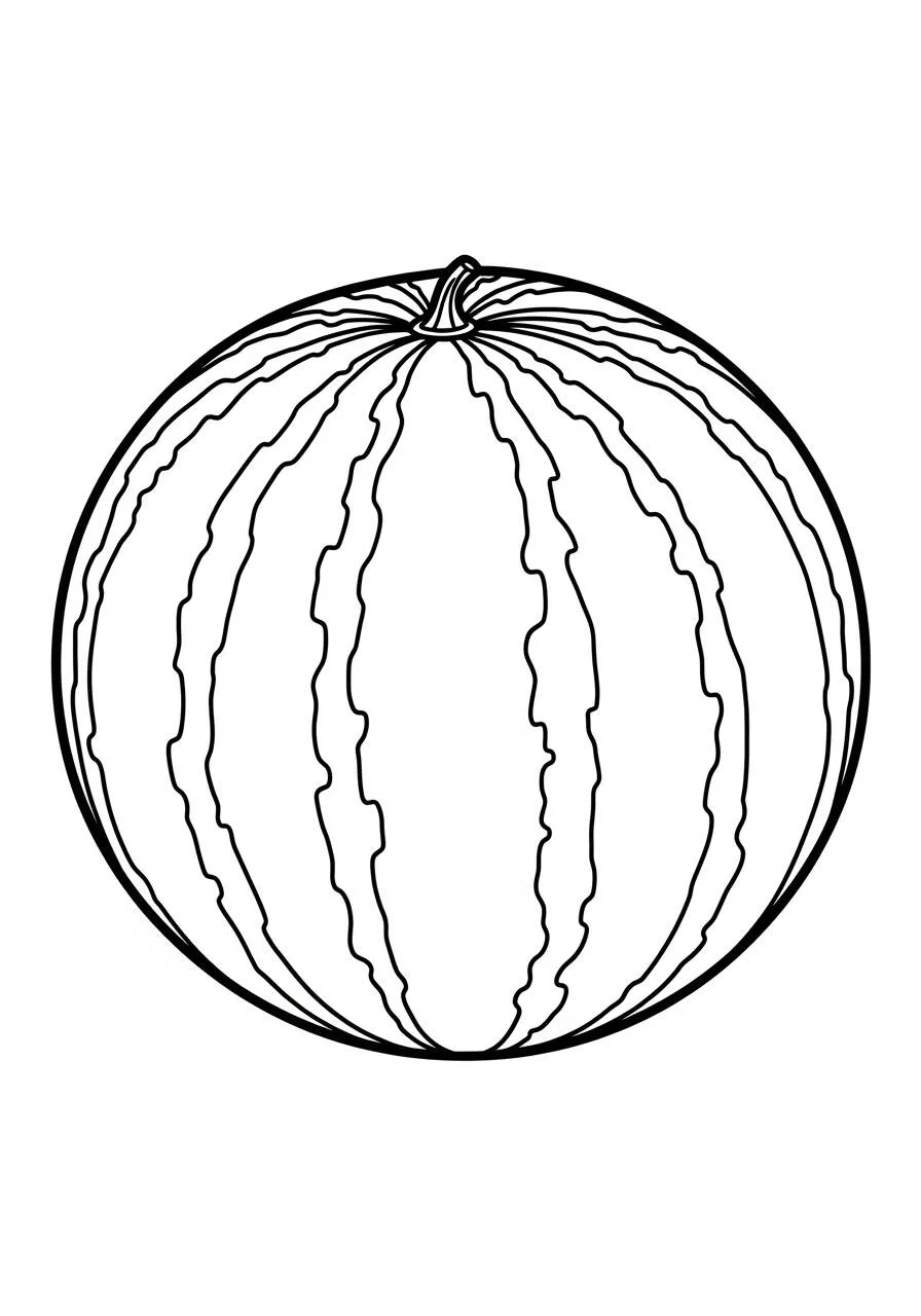 Rornd Watermelon Coloring Page