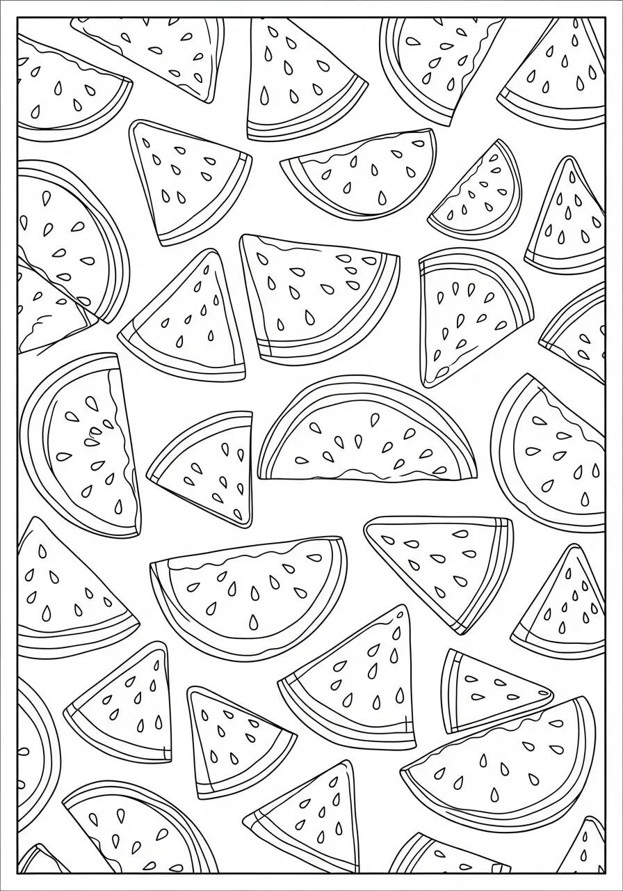 Sliced ​​Watermelon Coloring Page