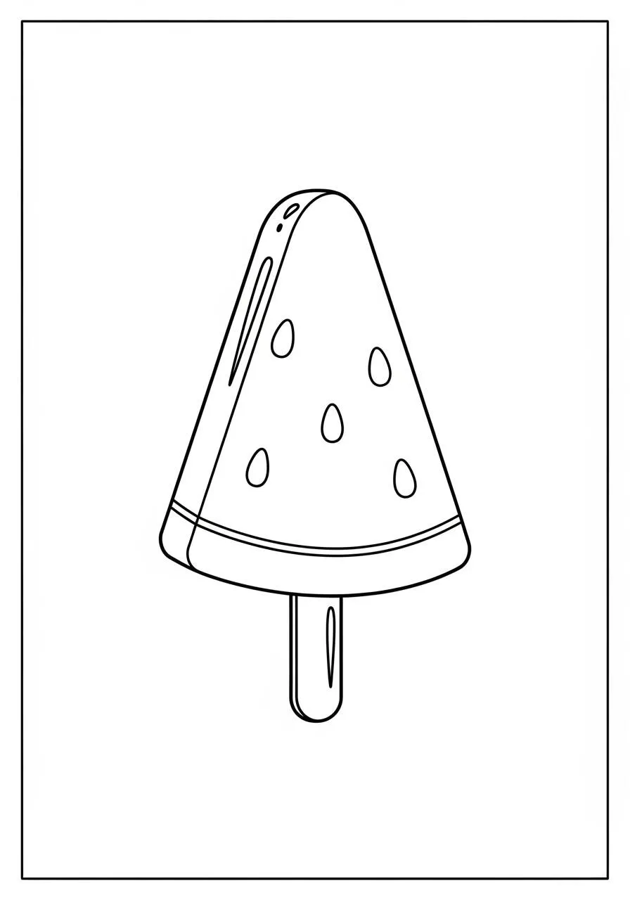 Watermelon Popsicle Coloring Page