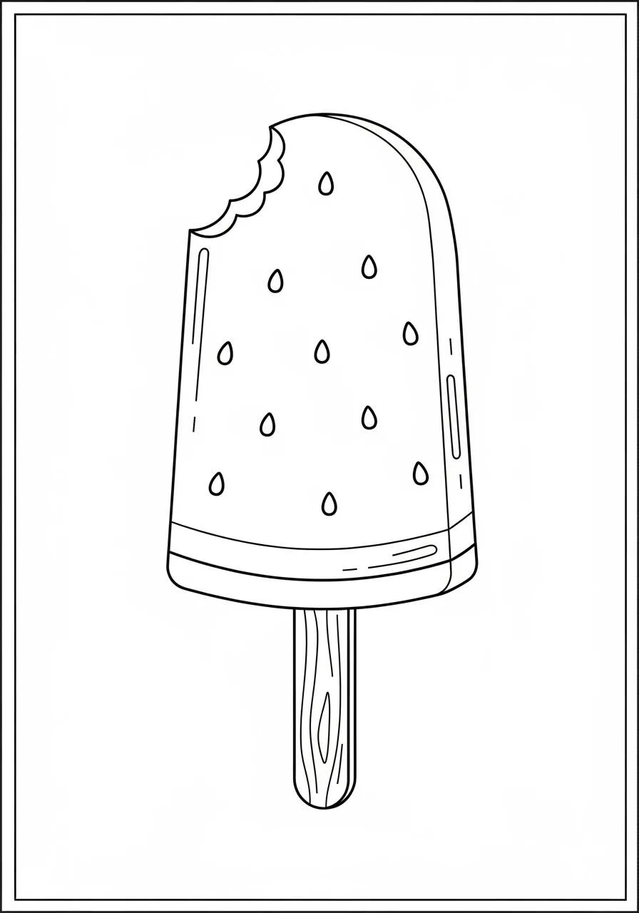 Desenho de Picolé de Melancia para Colorir