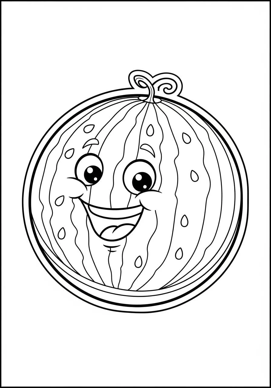 Desenho de Melancia Sorridente para Colorir