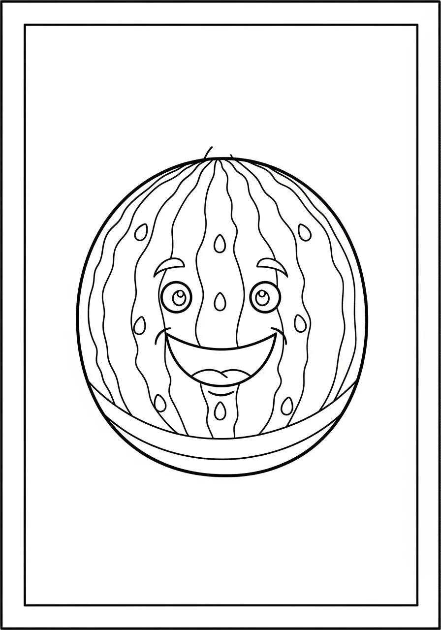 Desenho de Melancia Sorridente para Colorir