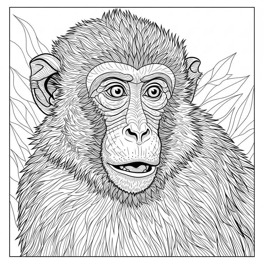 Desenho de Macaco Detalhado para Colorir