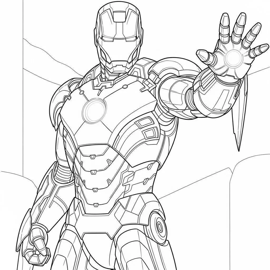 Desenho de Homem de Ferro com seu Escudo para Colorir