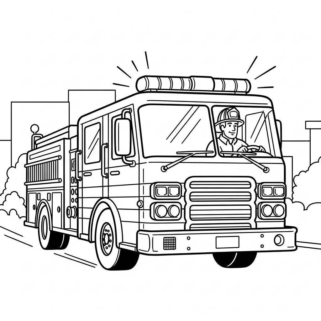 Desenho de Caminhão de Bombeiros para Colorir