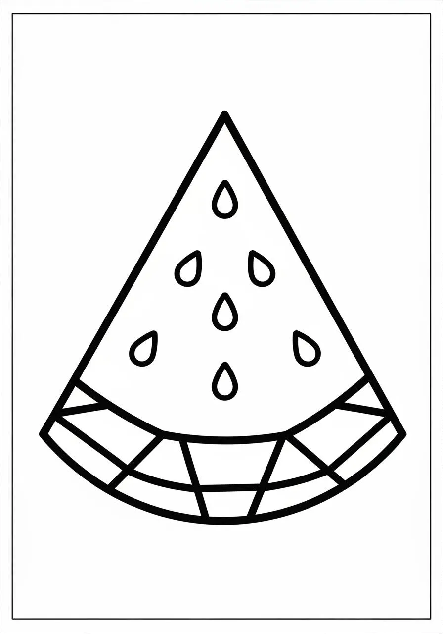Desenho de Fatia de Melancia para Colorir com Gotas de Suco