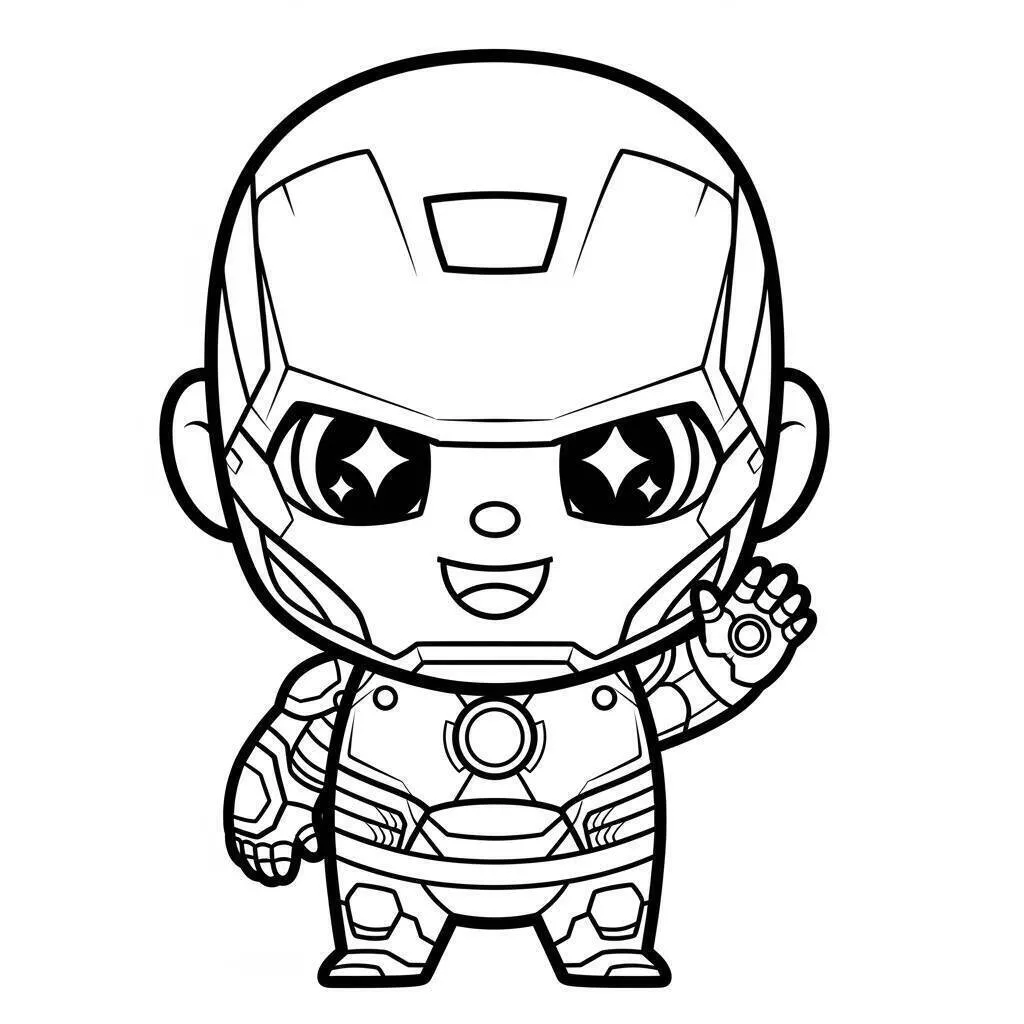 Desenho de Homem de Ferro Kawaii para Colorir