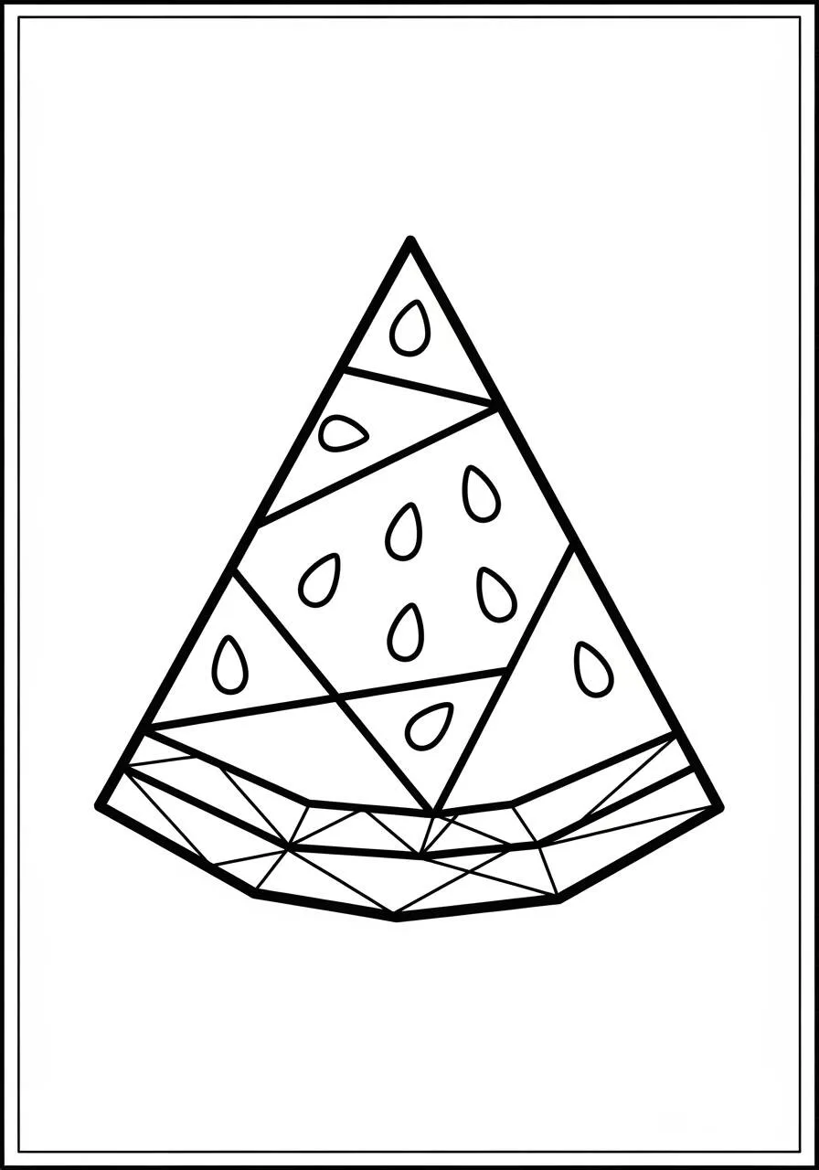 Desenho de Fatia de Melancia Geométrica para Colorir