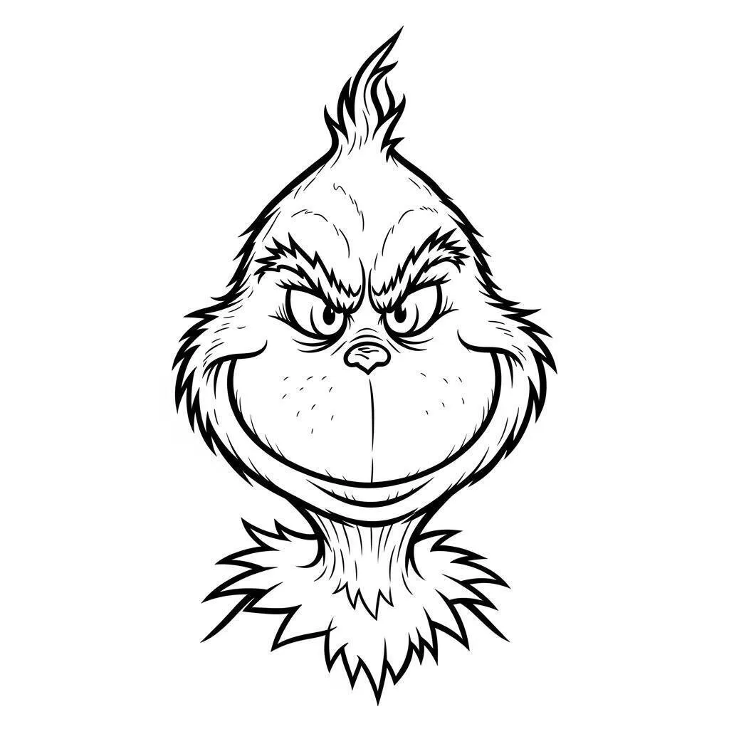Desenho do Grinch para Colorir: Rosto Malévolo do Grinch