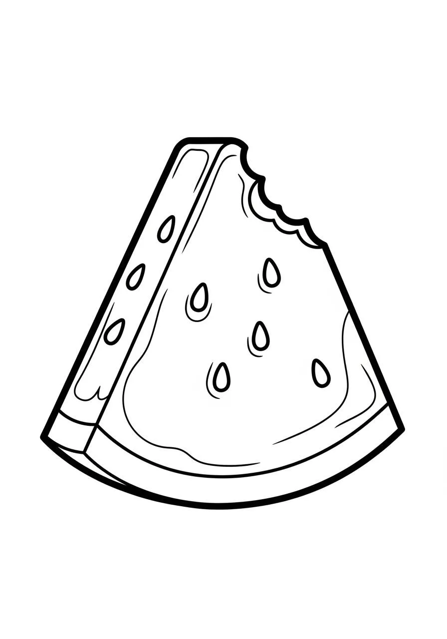Desenho de Fatia de Melancia para Colorir com Mordida