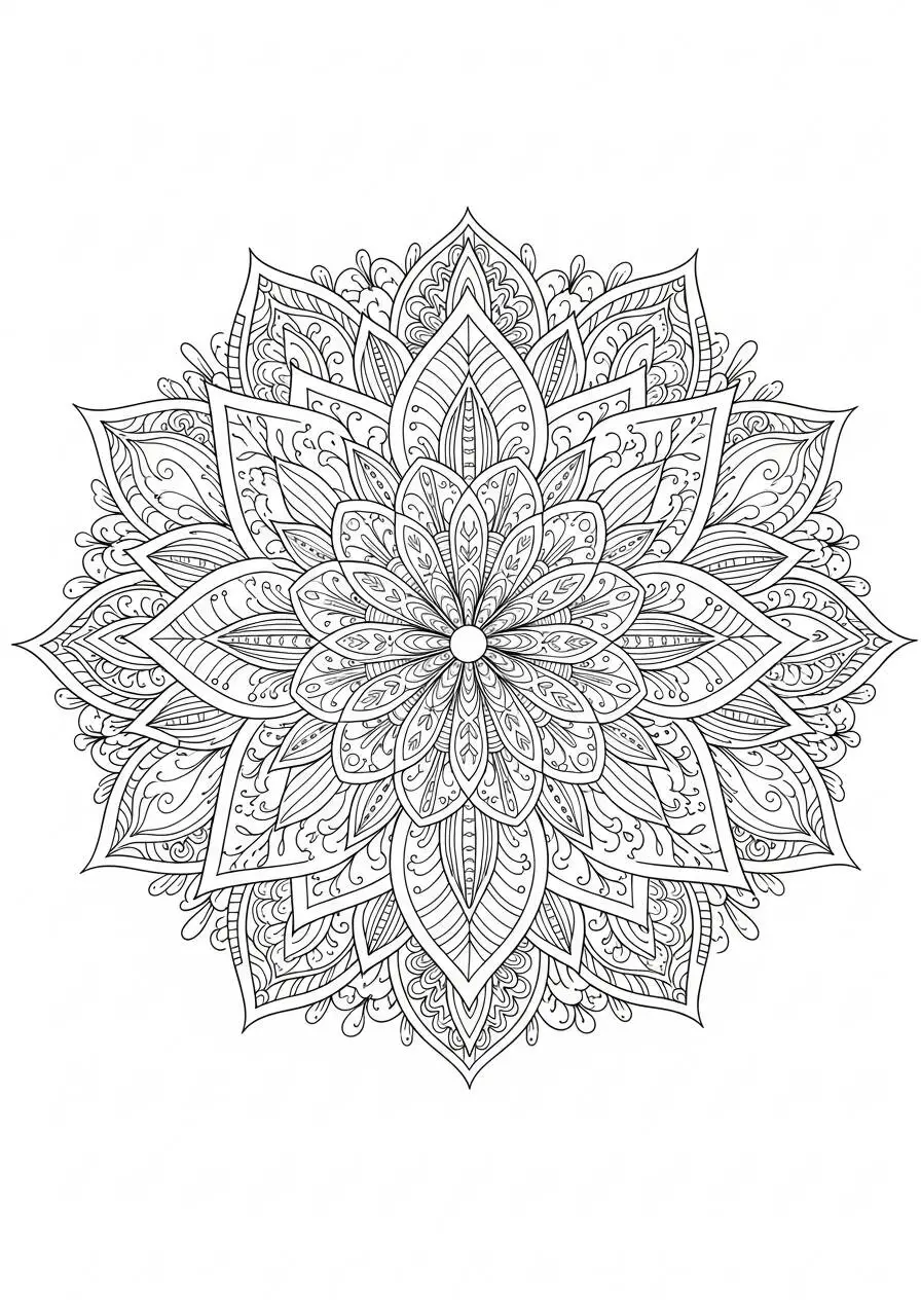 Complex Floral Mandala Coloring Page