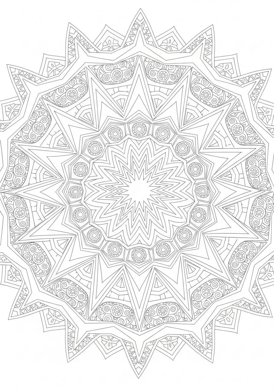 Complex Star Mandala Coloring Page