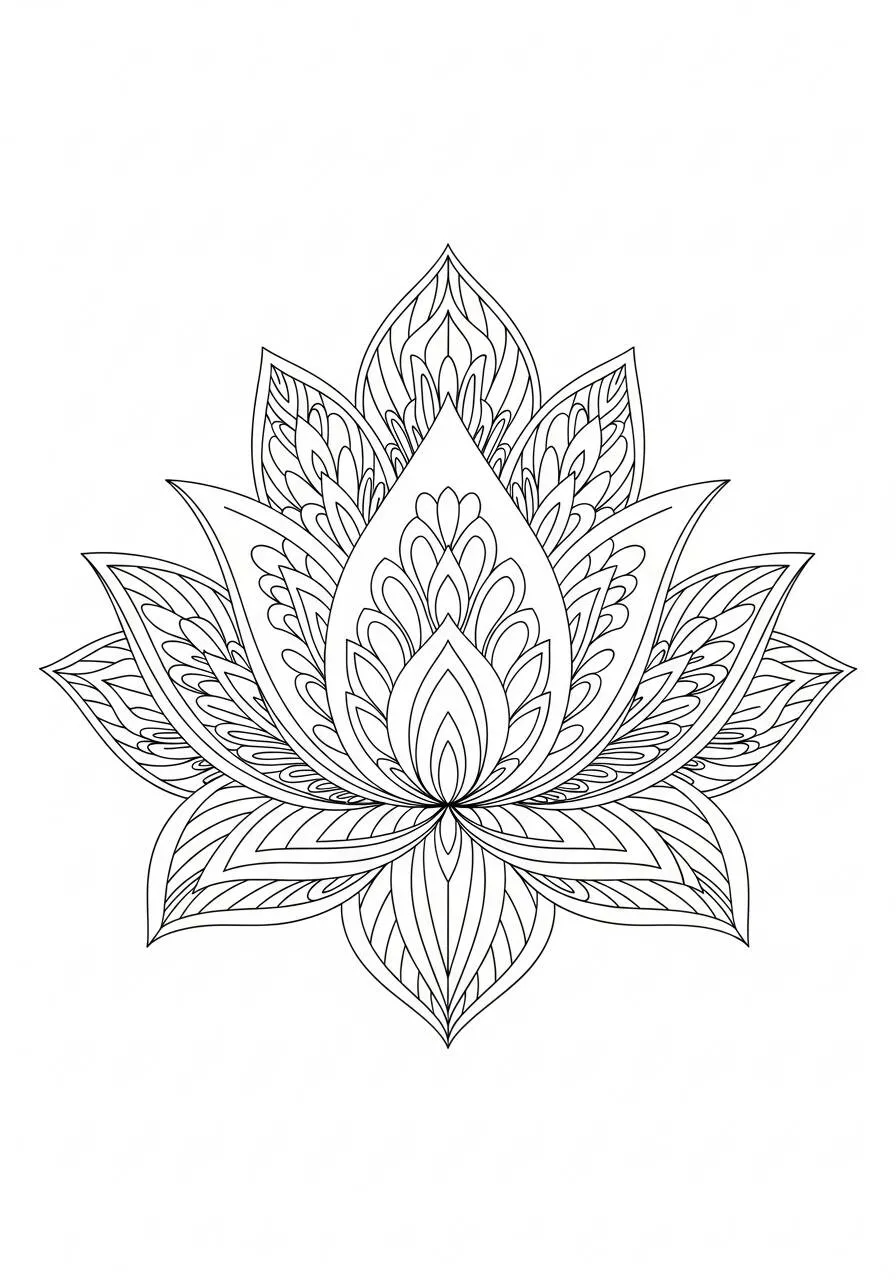 Mandala Lotus Flower Coloring Page