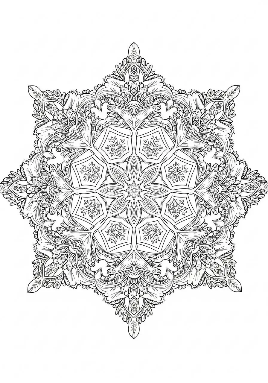 Complex Floral Mandala Coloring Page