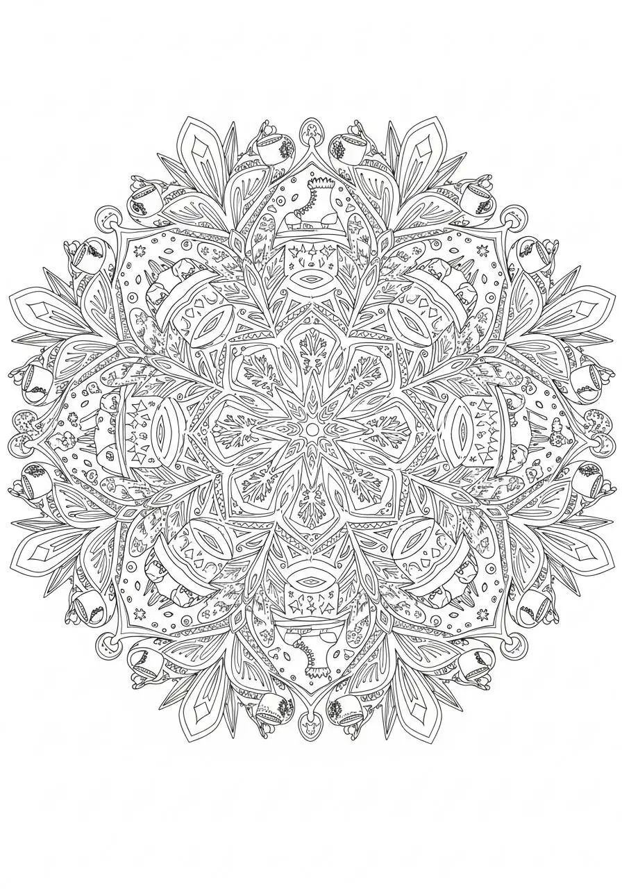 Intricate Floral Mandala Coloring Page