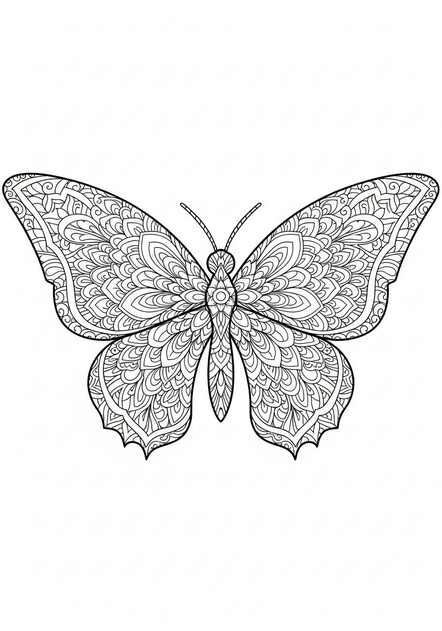Butterfly Mandala Coloring Page