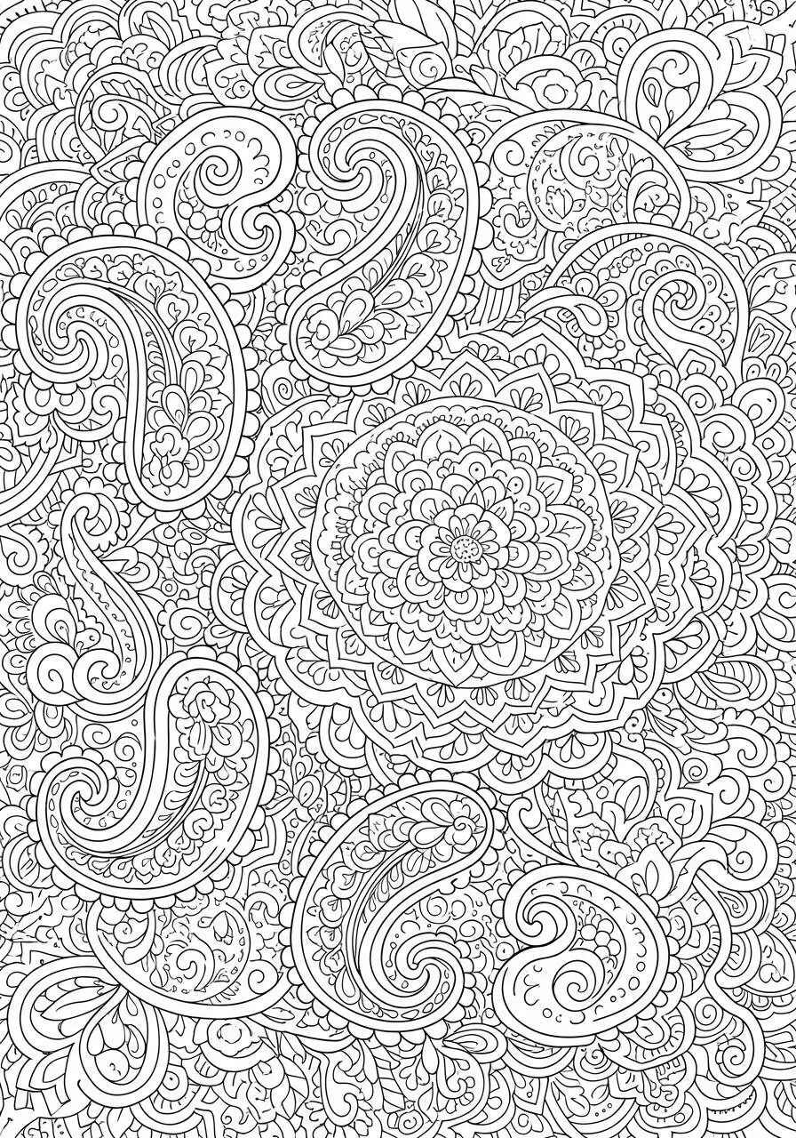 Intricate Paisley Mandala Coloring Page