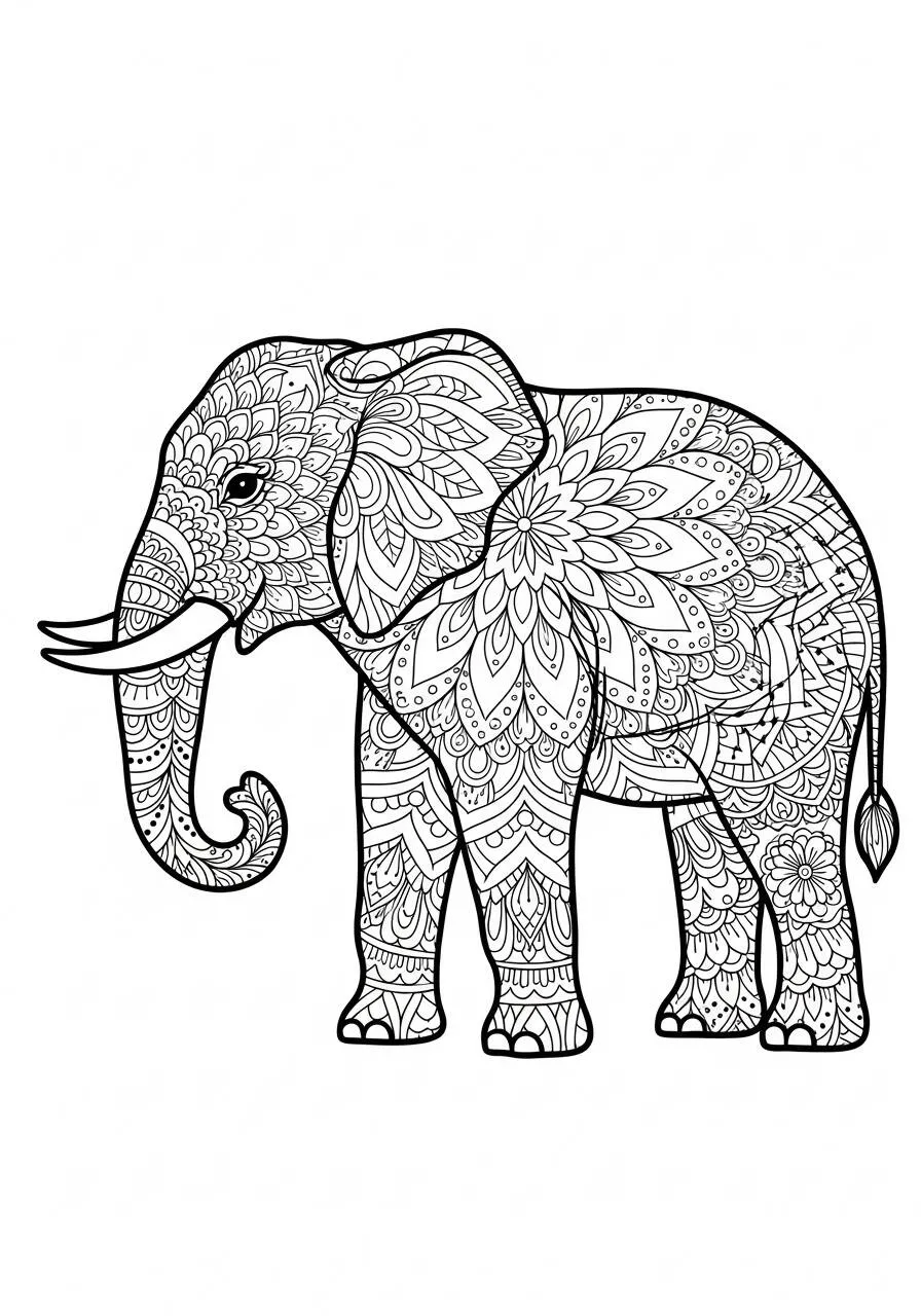 Elephant Mandala Coloring Page